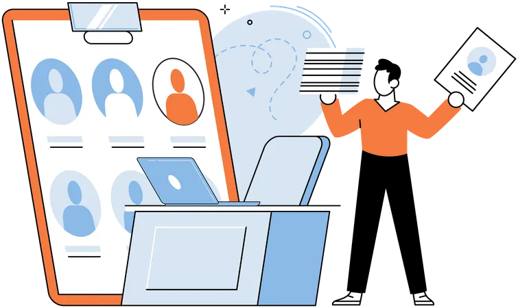 HR manager selects correct candidate from list of candidates  Illustration