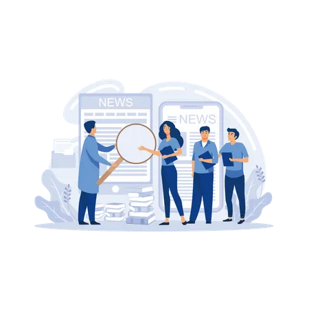 HR manager with employee at interview and business flow chart. Employee assessment software, HR company system, employee check program concept. flat vector modern illustration Illustration