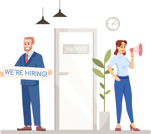HR managers are hiring for new job applicants Illustration