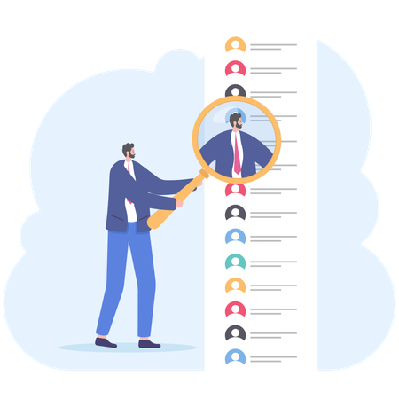 Hr Manger find candidate fron candidate list  Illustration