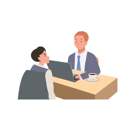 HR Professional Talking with Job Applicant in Office Environment  Illustration