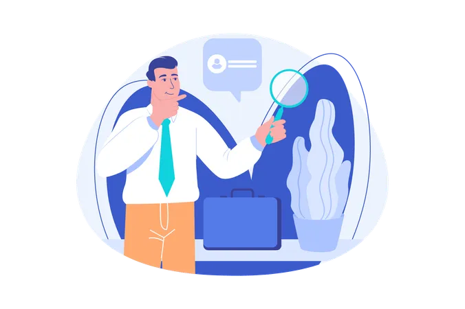 Recruiting Blue Concept With People Scene In The Flat Cartoon Design Recruiter Is Looking For Good Specialists For Work Vector Illustration Illustration