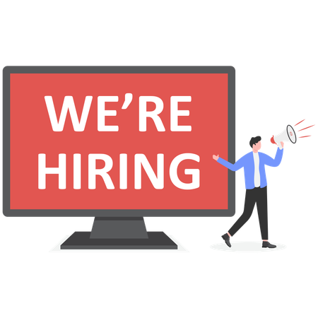 HR recruiting announcement we are hiring advertisement  Illustration