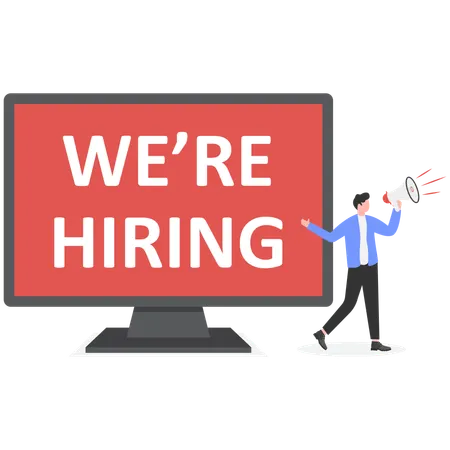 HR recruiting announcement we are hiring advertisement  Illustration