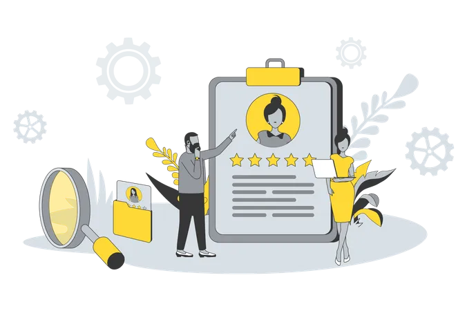 HR reviewing employee rating  Illustration