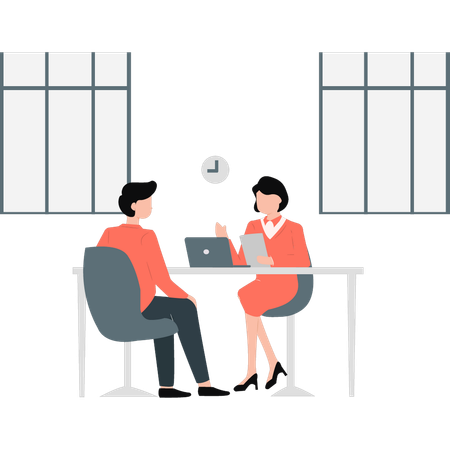 HR specialist has interview with job applicant  Illustration