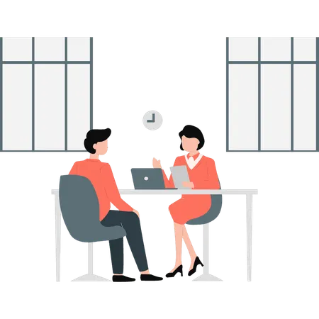 HR specialist has interview with job applicant  Illustration