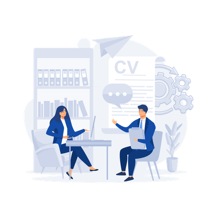 HR specialist having an interview with job applicant  Illustration