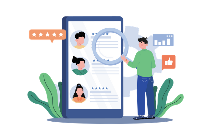 HR specialist recruiting new members for the team  Illustration