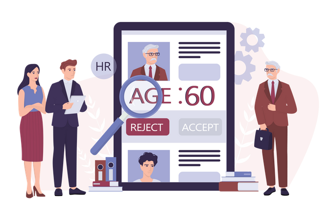 HR specialist reject an old man cv  Illustration