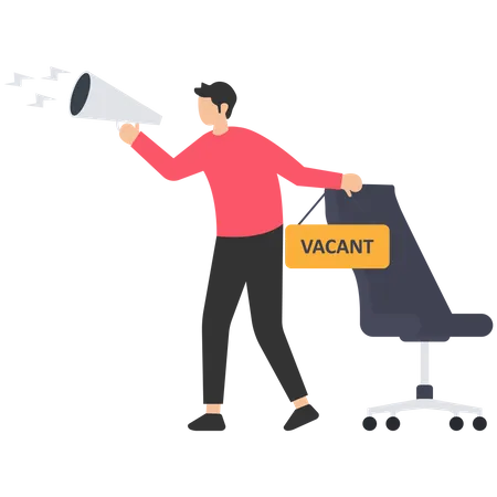 HR with megaphone holding we are hiring  Illustration