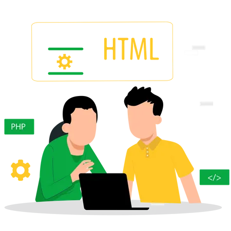 HTML developer team working together  Illustration