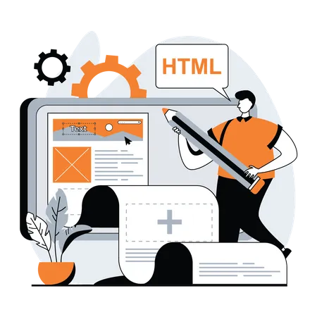 HTML developer working on web development Illustration
