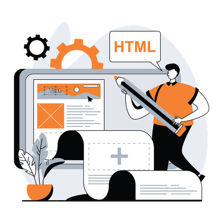 HTML developer working on web development  Illustration