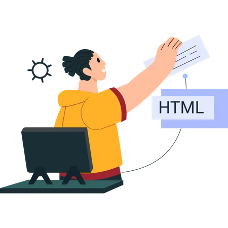 Programador HTML fazendo desenvolvimento web  Ilustração