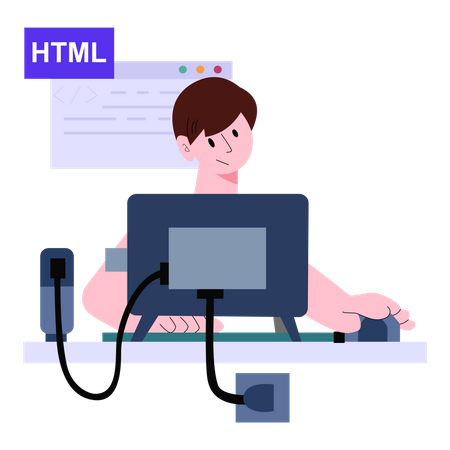 Programador HTML fazendo desenvolvimento web  Ilustração