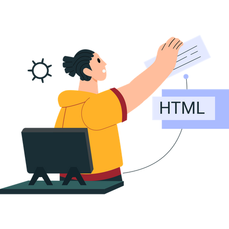 HTML programmer doing web developing Illustration