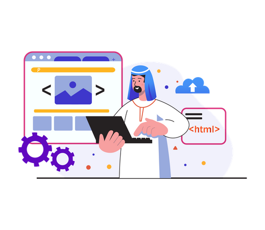 HTML Programmer Doing Web Developing  Illustration