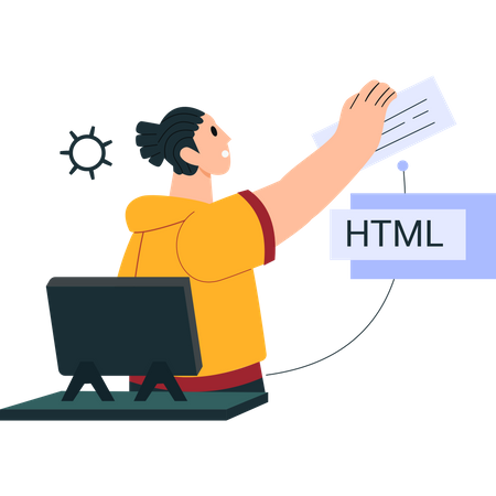 HTML programmer doing web developing  Illustration