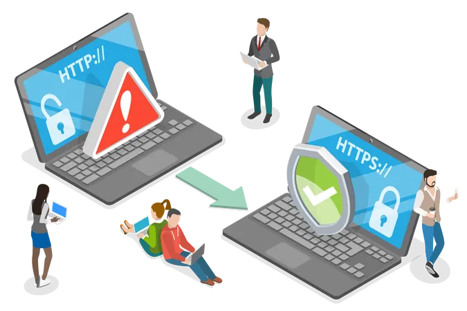 HTTP vs. HTTPS-Protokoll  Illustration