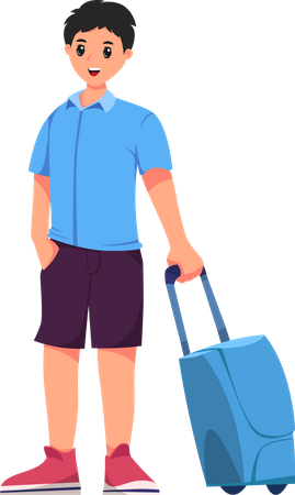 Hübscher Tourist mit Koffer  Illustration