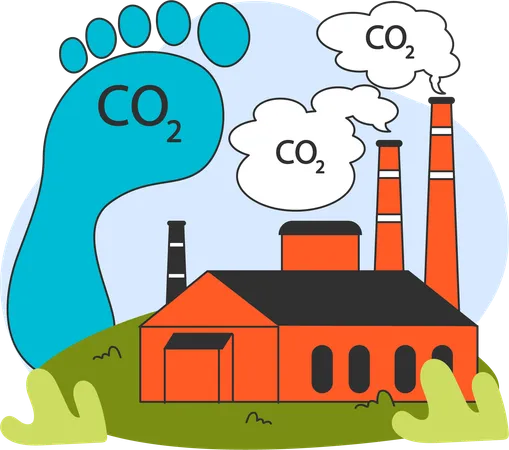 Huella de carbono y contaminación de carbono  Ilustración