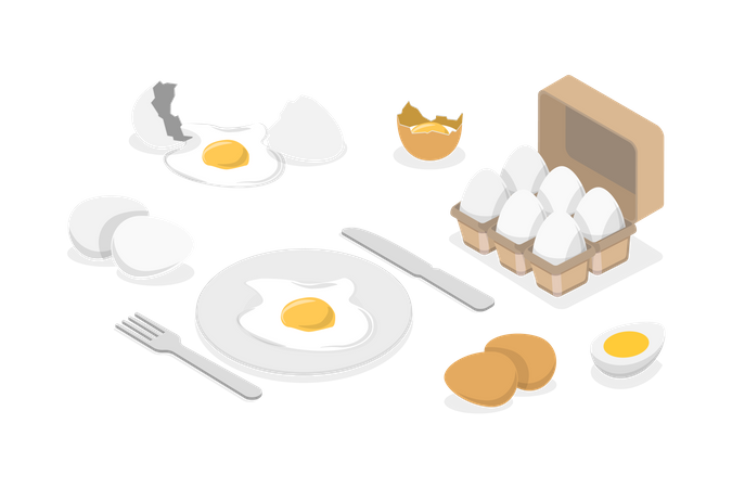 Huevos de gallina y productos agrícolas orgánicos  Ilustración