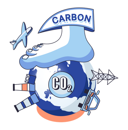 Huge carbon footprint on planet earth  Illustration