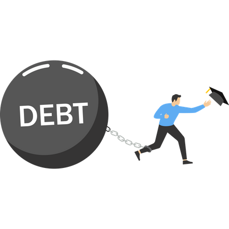 Huge debts accumulated after graduation  Illustration