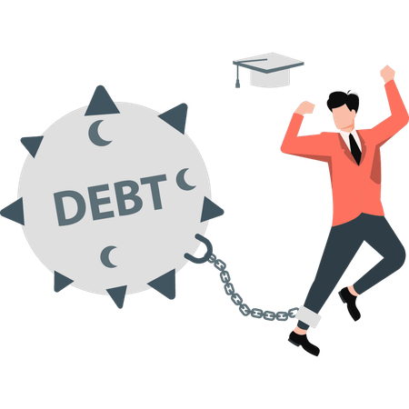 Huge debts accumulated after graduation  Illustration