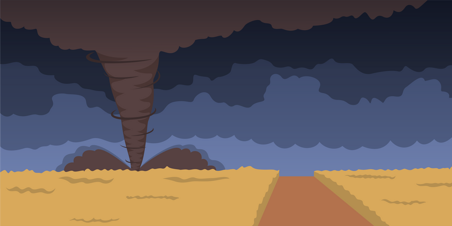 Huge tornado coming from the field Illustration