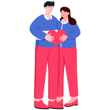 Hugging Couple Holding Love  Illustration