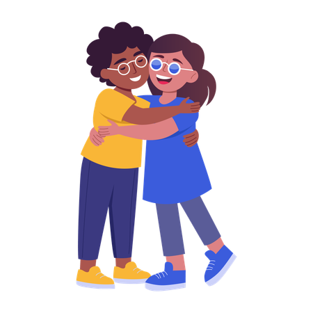 Hugging friend in park  Illustration