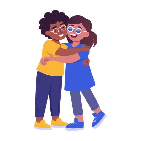 Hugging friend in park  Illustration
