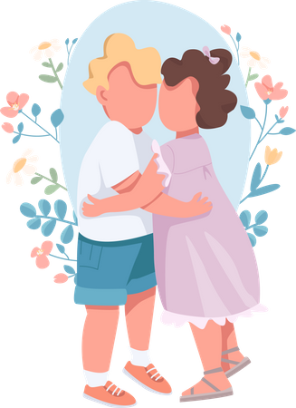 Hugging kids  Illustration