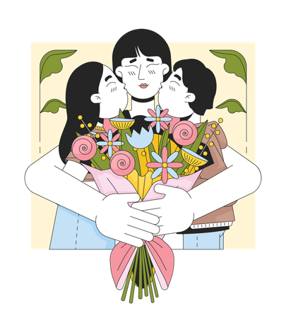 Hugging mom congrats  Illustration