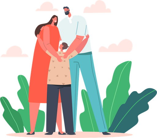Hugging mother and father Illustration