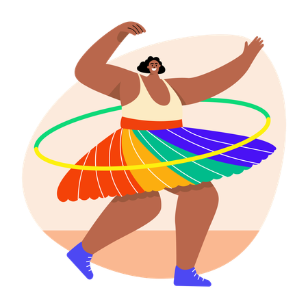 Hula dance performed by woman  Illustration