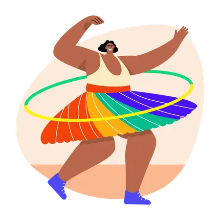 Hula dance performed by woman  Illustration