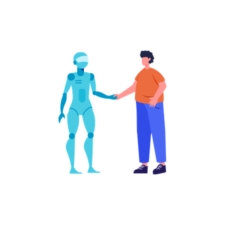 Human and Ai robot  Illustration