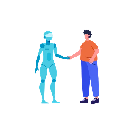 Human and Ai robot  Illustration