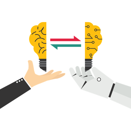 Human and ai working together  Illustration