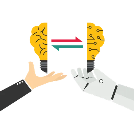 Human and ai working together  Illustration