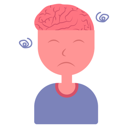 Human and Brain Stress Related to Mental Health  Illustration