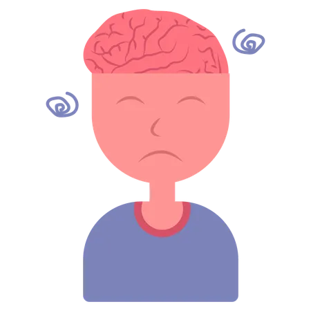 Human and Brain Stress Related to Mental Health  Illustration