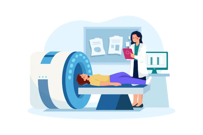 Human Body scanning in mri machine  Illustration