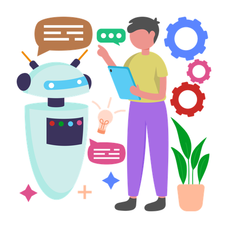 Human Bot Interaction  Illustration