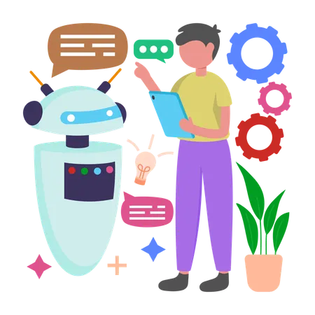 Human Bot Interaction  Illustration
