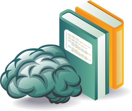 Human brain with books  Illustration