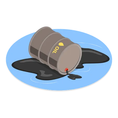 Human causing disaster by spilling harmful oil in ocean  イラスト